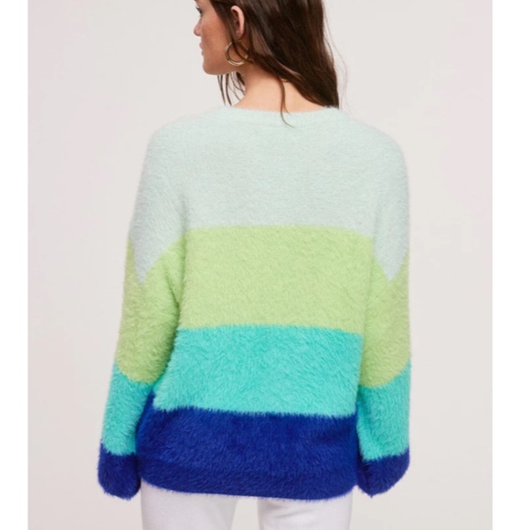 "The Viviana" Oversized Green Blue Colorblock Sweater - Picture 2 of 2